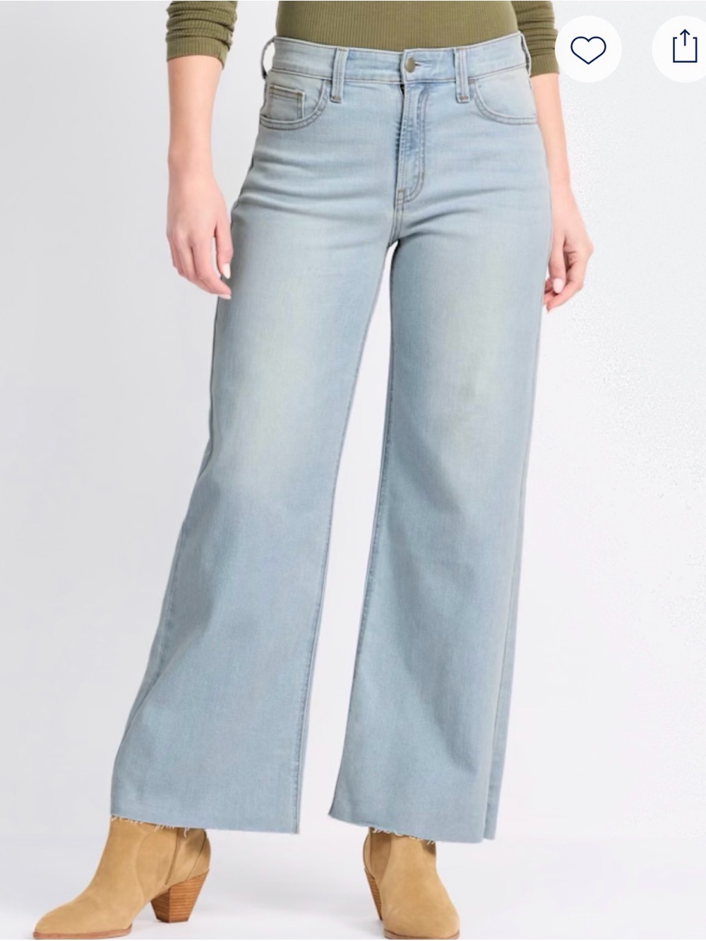 Indigo Pale Blue High-Rise Wide Leg Flare Jeans